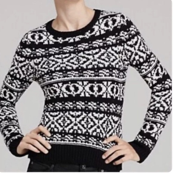 Theory Tommie P Womens Black White 100% Soft Wool Sweater black & white - small - Picture 6 of 7